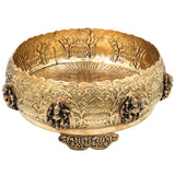 Ashtalakshmi Brass Pooja Bowl, Goddess Lakshmi Flower Basket for Temple, Home Decor, Gifting & Traditional Worship, Gold, 4 Inch, 1 Piece