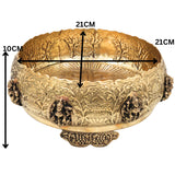 Ashtalakshmi Brass Pooja Bowl, Goddess Lakshmi Flower Basket for Temple, Home Decor, Gifting & Traditional Worship, Gold, 4 Inch, 1 Piece
