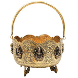 Ashtalakshmi Brass Pooja Basket, Goddess Lakshmi Phul Dhali for Temple, Home Decor & Gifting, Gold, 12 Inch, 1 Piece