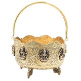 Ashtalakshmi Brass Pooja Basket, Goddess Lakshmi Phul Dhali for Temple, Home Decor & Gifting, Gold, 12 Inch, 1 Piece