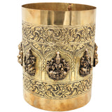 Ashta Lakshmi Brass Grain Measuring Pot, Goddess Lakshmi Pooja Vessel for Home Decor, Temple & Gifting, Gold, 9 Inch, 1 Piece