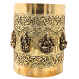 Ashta Lakshmi Brass Grain Measuring Pot, Goddess Lakshmi Pooja Vessel for Home Decor, Temple & Gifting, Gold, 9 Inch, 1 Piece