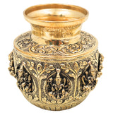 Asta Lakshmi Kalash, Ashtalakshmi Brass Lota, Lakshmi Pooja Vessel for Home Temple, Decor & Gifting, Gold, 4.5 Inch, 1 Piece