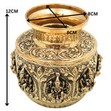 Asta Lakshmi Kalash, Ashtalakshmi Brass Lota, Lakshmi Pooja Vessel for Home Temple, Decor & Gifting, Gold, 4.5 Inch, 1 Piece