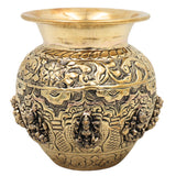 Asta Lakshmi Brass Kalash, Ashtalakshmi Lota, Lakshmi Pooja Vessel for Home Temple, Vastu Decor & Gifting, Gold, 4.5 Inch, 1 Piece