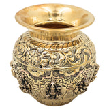 Asta Lakshmi Brass Kalash, Ashtalakshmi Lota, Lakshmi Pooja Vessel for Home Temple, Vastu Decor & Gifting, Gold, 4.5 Inch, 1 Piece
