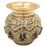 Asta Lakshmi Brass Kalash, Ashtalakshmi Lota, Lakshmi Pooja Vessel for Home Temple, Vastu Decor & Gifting, Gold, 4.5 Inch, 1 Piece