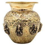 Ashta Lakshmi Brass Kalash, Asta Lakshmi Lota, Sacred Pooja Vessel for Home Temple, Decor & Gifting, Gold, 4.5 Inch, 1 Piece