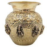 Ashta Lakshmi Brass Kalash, Asta Lakshmi Lota, Sacred Pooja Vessel for Home Temple, Decor & Gifting, Gold, 4.5 Inch, 1 Piece