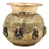 Ashta Lakshmi Brass Kalash, Lakshmi Pooja Lota, Traditional Hindu Pooja, Home Decor & Gifting, Gold, 4.5 Inch, 1 Piece