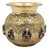 Ashta Lakshmi Brass Kalash, Lakshmi Pooja Lota, Traditional Hindu Pooja, Home Decor & Gifting, Gold, 4.5 Inch, 1 Piece