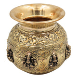 Ashta Lakshmi Brass Kalash, Lakshmi Pooja Lota, Traditional Hindu Pooja, Home Decor & Gifting, Gold, 4.5 Inch, 1 Piece