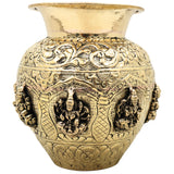 Brass Ashta Lakshmi Kalash Lota, Handcrafted Traditional Pooja Vessel for Home Decor, Vastu & Gifting, Gold, 6 Inch, 1 Piece