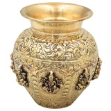 Brass Ashtalakshmi Lota, Lakshmi Kalash Chombu for Pooja, Home Decor & Gifting, Handcrafted Traditional Style, Gold, 6 Inch, 1 Piece