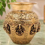 Brass Ashtalakshmi Lota, Lakshmi Kalash Chombu for Pooja, Home Decor & Gifting, Handcrafted Traditional Style, Gold, 6 Inch, 1 Piece
