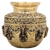 Brass Ashta Lakshmi Kalash Lota, Handcrafted Traditional Pooja Pot for Home Temple Decor & Gifting, Gold, 5.5 Inch, 1 Piece