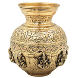 Brass Ashta Lakshmi Kalash Lota, Handcrafted Chola Style Pooja Pot for Home Temple, Decor & Gifting, Gold, 6 Inch, 1 Piece