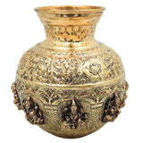 Brass Ashta Lakshmi Kalash, Ashtalakshmi Lota for Pooja, Home Decor & Gifting, Handcrafted Traditional Kalasam, Gold, 8 Inch, 1 Piece