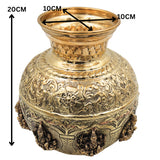 Brass Ashta Lakshmi Kalash, Ashtalakshmi Lota for Pooja, Home Decor & Gifting, Handcrafted Traditional Kalasam, Gold, 8 Inch, 1 Piece