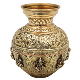 Brass Kalash Pooja Pot,Traditional Handcrafted Sacred Kalasam for Hindu Worship, Home Temple Decor & Gifting, Gold, 7 Inch, 1 Piece