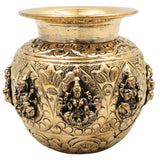 Brass Ashta Lakshmi Kalash Lota, Lakshmi Pooja, Home Decor & Gifting, Gold, 4 Inch, 1 Piece