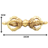 Brass Vajra Dorje 15cm, Buddhist Tibetan Vajrayana Ritual Symbol for Pooja, Meditation, Home Decor & Gifting, Gold, 6 Inch, 1 Piece