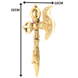 Brass Axe With Dorje Vajra Parashu, Buddhist Ritual Weapon for Pooja, Home Decor & Spiritual Gifting, Gold, 8.5 Inch, 1 Piece
