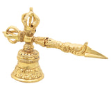 Brass Dorje Vajra Bell, Tibetan Buddhist Ghanta for Pooja, Meditation & Home Decor, Handcrafted Traditional Gift, Gold, 8 Inch, 1 Piece