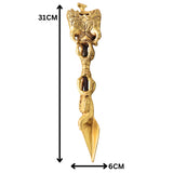 Brass Ganesha Phurba, Ganapati Vajra Dorje Ritual Dagger for Pooja, Home Decor & Gifting, Handcrafted Traditional, Gold, 12 Inch, 1 Piece