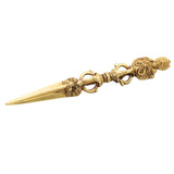 Brass Vajra Dorje Phurba, Tibetan Buddhist Ritual Symbol for Pooja, Home Decor & Gifting, Handcrafted Traditional, Gold, 8.5 Inch, 1 Piece