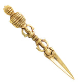 Brass Vajra Dorje Phurba, Tibetan Buddhist Ritual Symbol for Pooja, Home Decor & Gifting, Handcrafted Traditional, Gold, 8.5 Inch, 1 Piece
