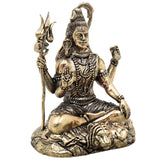 Handcrafted Brass Shiva Mahadev Idol,  Traditional Murti for Pooja, Home Decor & Gifting, Gold, 5 Inch, 1 Piece