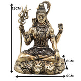Handcrafted Brass Shiva Mahadev Idol,  Traditional Murti for Pooja, Home Decor & Gifting, Gold, 5 Inch, 1 Piece