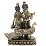 Brass Radha Krishna Idol, Handcrafted Radha Madhav Murti for Pooja, Home Decor & Gifting, Gold, 8.5 Inch, 1 Piece