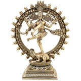 Brass Nataraja Idol, Nataraj Dancing Shiva Murti, Handcrafted Statue for Pooja, Home Decor & Gifting, Gold, 6.5 Inch, 1 Piece