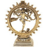 Brass Nataraja Idol, Nataraj Dancing Shiva Murti, Handcrafted Statue for Pooja, Home Decor & Gifting, Gold, 6.5 Inch, 1 Piece