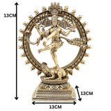 Brass Nataraja Idol, Nataraj Dancing Shiva Murti, Handcrafted Statue for Pooja, Home Decor & Gifting, Gold, 6.5 Inch, 1 Piece