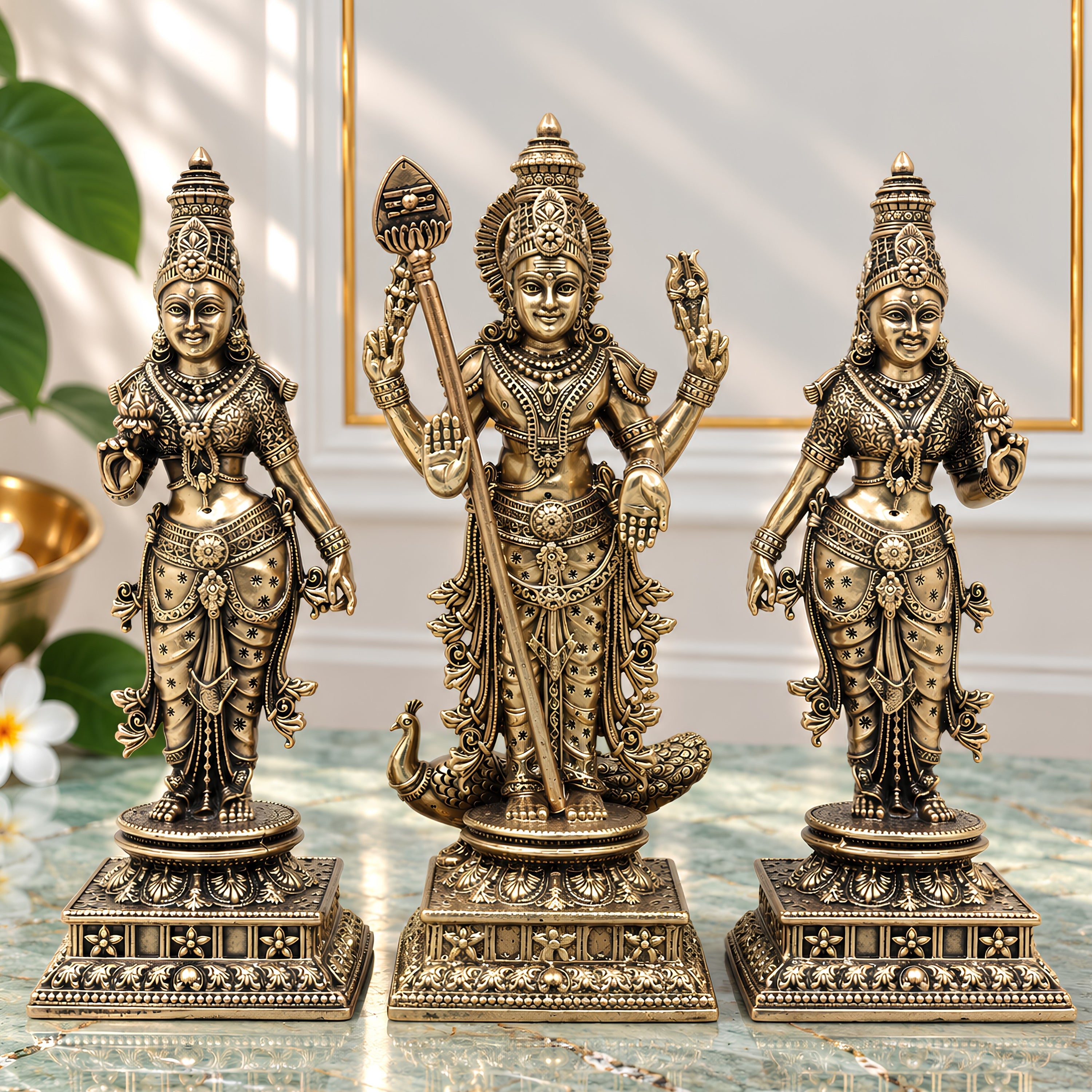 Brass Murugan with Valli Devasena Idol