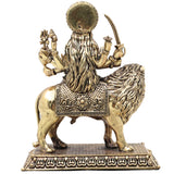 Brass Durga Idol Mahishasuramardini Murti, Handcrafted Chola Style Devi Statue for Pooja, Home Decor & Gifting, Gold, 5.5 Inch, 1 Piece