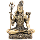 Brass Shiva Idol, Handmade Mahadev Murti, Shiv Vigraha &amp; Bholenath Statue for Puja, Vastu, Temple &amp; Home Decor, Gold, 6.5 Inch, 1 Piece