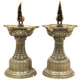 Brass Peacock Lamp Idol, Mayura Deepam, Handcrafted Pooja Diya for Home Temple & Gifting, Gold, 9 Inch, 1 Piece