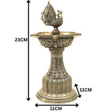 Brass Peacock Lamp Idol, Mayura Deepam, Handcrafted Pooja Diya for Home Temple & Gifting, Gold, 9 Inch, 1 Piece
