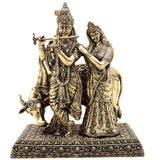 Brass Radha Krishna Idol, Handcrafted Murti for Pooja, Home Decor & Gifting, Gold, 6 Inch, 1 Piece