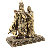 Brass Radha Krishna Idol, Handcrafted Murti for Pooja, Home Decor & Gifting, Gold, 6 Inch, 1 Piece