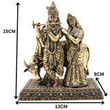 Brass Radha Krishna Idol, Handcrafted Murti for Pooja, Home Decor & Gifting, Gold, 6 Inch, 1 Piece