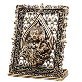 Brass Murugan Frame Idol, Lord Subramanya Swamy Kartikeya Figurine, Handcrafted Traditional Art for Pooja & Gifting, Gold, 3 Inch, 1 Piece