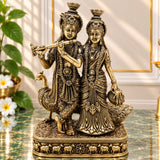 Brass Radha Krishna Idol, Handcrafted Radhakrishna Murti,Pooja, Home Decor & Gifting, Gold, 4 Inch, 1 Piece