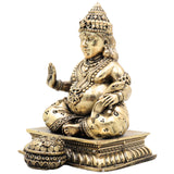 Brass Kubera Idol, Kuber Dhanapati Murti, Handcrafted Traditional Statue for Pooja, Vastu & Home Decor, Gold, 5.5 Inch, 1 Piece
