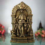 Brass Narasimha Avatar Idol with Garuda & Prabhavali Peetam – Vishnu Dashavatara Statue | Panchaloha Narasingha Murti for Puja, Home & Temple Decor