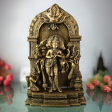 Brass Narasimha Avatar Idol with Garuda & Prabhavali Peetam – Vishnu Dashavatara Statue | Panchaloha Narasingha Murti for Puja, Home & Temple Decor